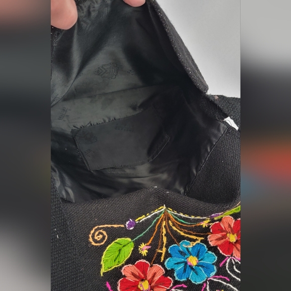 Alma Soul Black Floral Embroidered & Wool Crossbody Bag - Picture 7 of 11